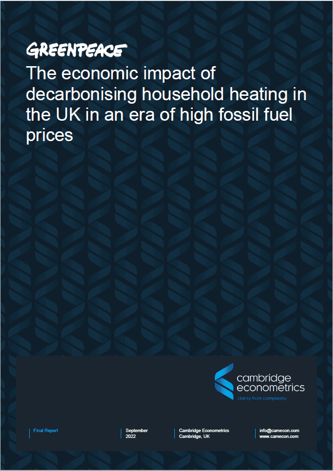 Greenpeace: The economic impact of decarbonising household heating in the UK in an era of high fossil fuel prices
